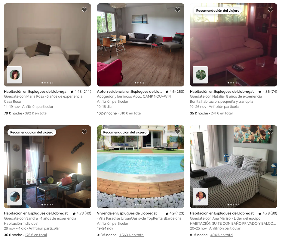 Pisos turístics a Esplugues a la plataforma Airbnb